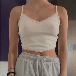 Hollister Cream Lace Trim Crop Top